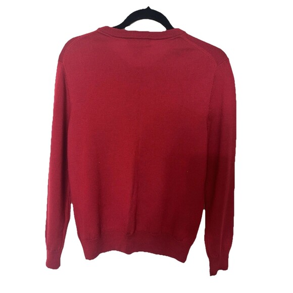 Ethan Pierce Mens Size M 100% Extra Fine Merino Wool Red V Neck Pullover Sweater - Picture 3 of 5